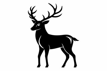 deer silhouette line art vector illustration with a white background