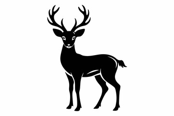 deer silhouette line art vector illustration with a white background