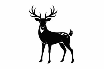deer silhouette line art vector illustration with a white background