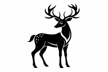 deer silhouette line art vector illustration with a white background