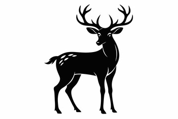 deer silhouette line art vector illustration with a white background