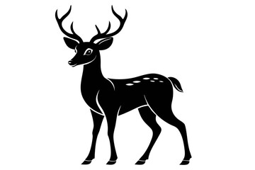 deer silhouette line art vector illustration with a white background