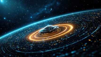 Fototapeta premium Awe-inspiring digital art of a ufo encounter in a cosmic galactic environment