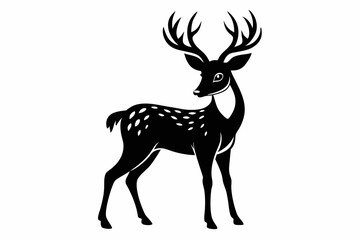 Obraz premium deer silhouette line art vector illustration with a white background