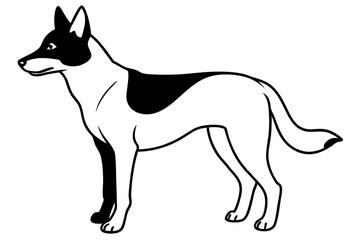 dingo silhouette line art vector illustration with a white background