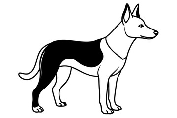 dingo silhouette line art vector illustration with a white background