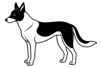 dingo silhouette line art vector illustration with a white background