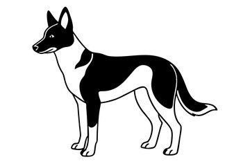 dingo silhouette line art vector illustration with a white background