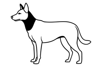 dingo silhouette line art vector illustration with a white background