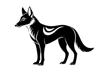 dingo silhouette line art vector illustration with a white background