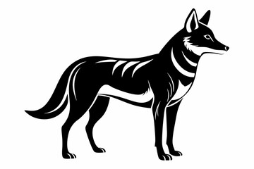 dingo silhouette line art vector illustration with a white background