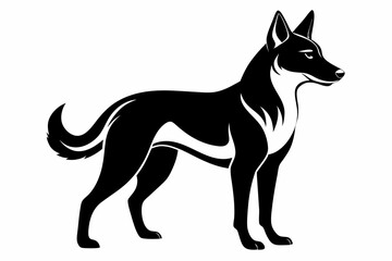 dingo silhouette line art vector illustration with a white background