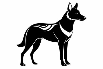 dingo silhouette line art vector illustration with a white background
