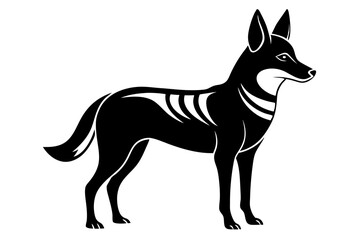 dingo silhouette line art vector illustration with a white background