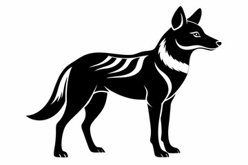 dingo silhouette line art vector illustration with a white background