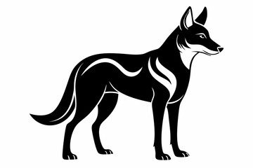 dingo silhouette line art vector illustration with a white background