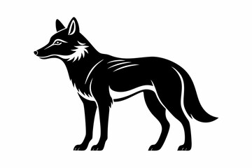 dingo silhouette line art vector illustration with a white background