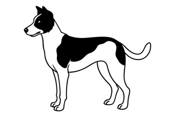 dog silhouette line art vector illustration with a white background