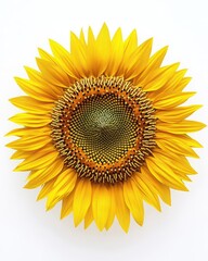 Fototapeta premium Bright Yellow Sunflower Isolated on Pure White Background for Floral Branding Projects