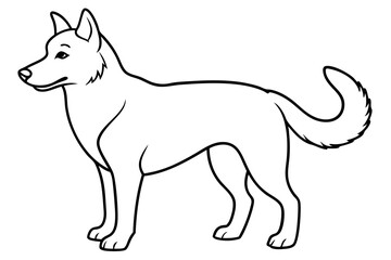 dog silhouette line art vector illustration with a white background