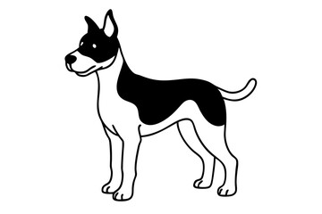 dog silhouette line art vector illustration with a white background