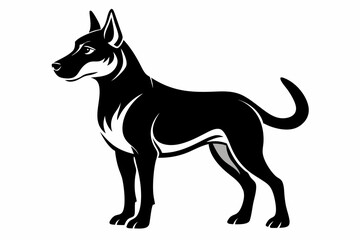 dog silhouette line art vector illustration with a white background