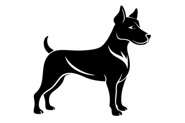 dog silhouette line art vector illustration with a white background