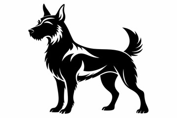 dog silhouette line art vector illustration with a white background