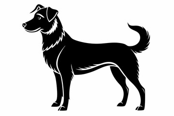 dog silhouette line art vector illustration with a white background