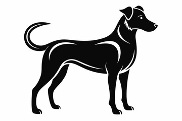 dog silhouette line art vector illustration with a white background