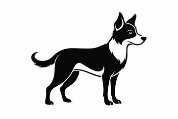 dog silhouette line art vector illustration with a white background
