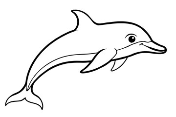 Obraz premium dolphin silhouette line art vector illustration with a white background