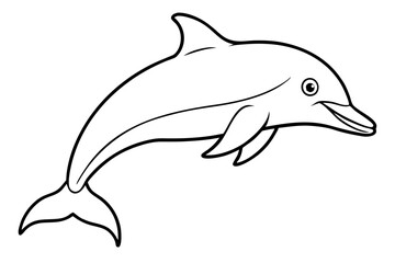 dolphin silhouette line art vector illustration with a white background