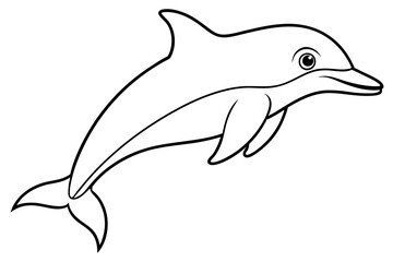 dolphin silhouette line art vector illustration with a white background