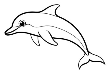 Fototapeta premium dolphin silhouette line art vector illustration with a white background