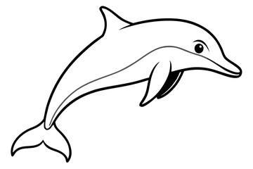 dolphin silhouette line art vector illustration with a white background