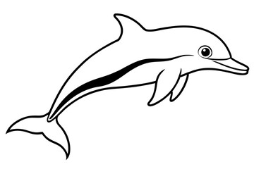 dolphin silhouette line art vector illustration with a white background