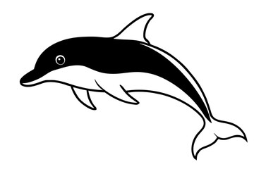 Obraz premium dolphin silhouette line art vector illustration with a white background