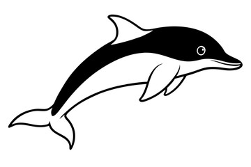 dolphin silhouette line art vector illustration with a white background