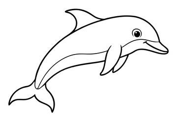dolphin silhouette line art vector illustration with a white background