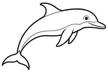 dolphin silhouette line art vector illustration with a white background