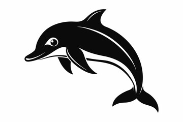 Fototapeta premium dolphin silhouette line art vector illustration with a white background