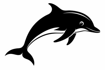 dolphin silhouette line art vector illustration with a white background