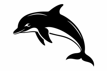 dolphin silhouette line art vector illustration with a white background