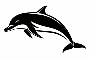 Fototapeta premium dolphin silhouette line art vector illustration with a white background