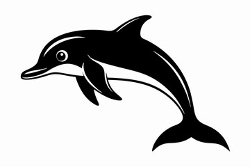 dolphin silhouette line art vector illustration with a white background
