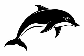 dolphin silhouette line art vector illustration with a white background