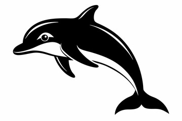 Obraz premium dolphin silhouette line art vector illustration with a white background