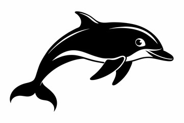 dolphin silhouette line art vector illustration with a white background