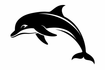 Obraz premium dolphin silhouette line art vector illustration with a white background